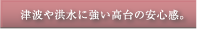 津波や洪水に強い高台の安心感。