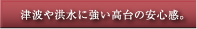津波や洪水に強い高台の安心感。
